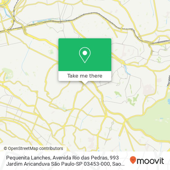 Mapa Pequenita Lanches, Avenida Rio das Pedras, 993 Jardim Aricanduva São Paulo-SP 03453-000