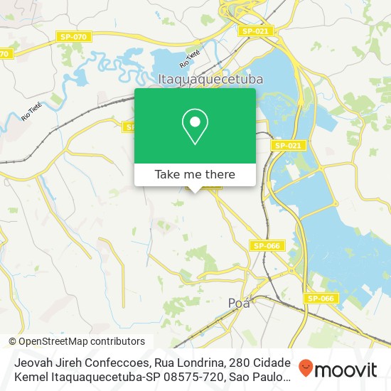 Mapa Jeovah Jireh Confeccoes, Rua Londrina, 280 Cidade Kemel Itaquaquecetuba-SP 08575-720