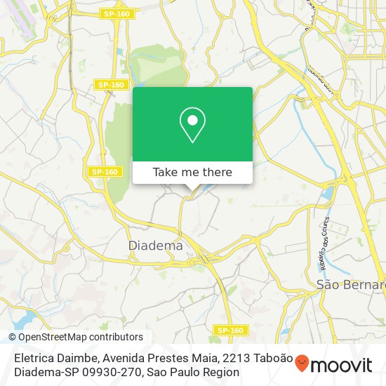 Mapa Eletrica Daimbe, Avenida Prestes Maia, 2213 Taboão Diadema-SP 09930-270