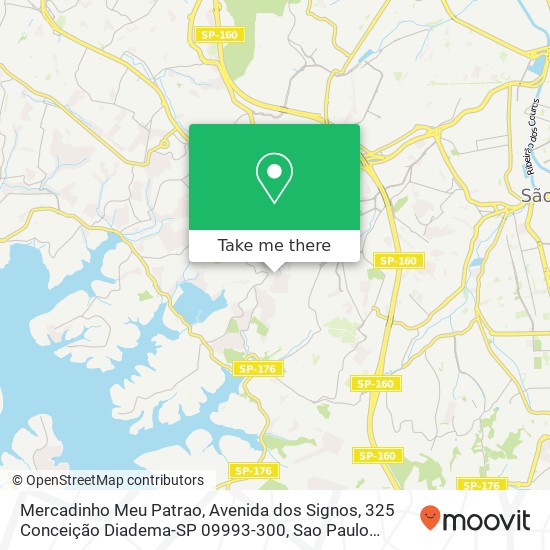 Mapa Mercadinho Meu Patrao, Avenida dos Signos, 325 Conceição Diadema-SP 09993-300