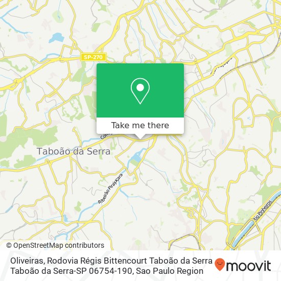 Mapa Oliveiras, Rodovia Régis Bittencourt Taboão da Serra Taboão da Serra-SP 06754-190
