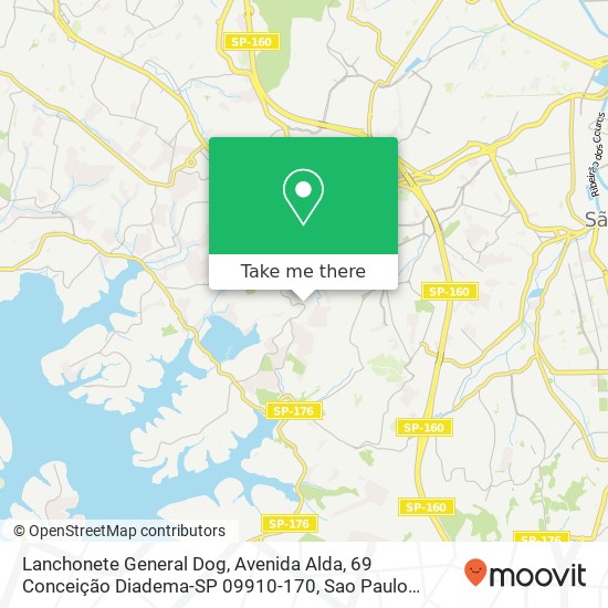 Mapa Lanchonete General Dog, Avenida Alda, 69 Conceição Diadema-SP 09910-170
