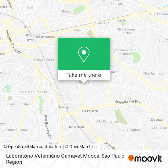 Mapa Laboratório Veterinário Gamavet Mooca