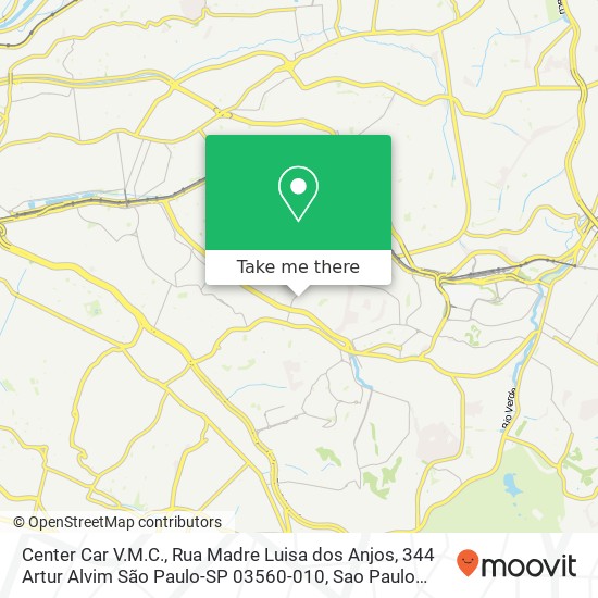 Mapa Center Car V.M.C., Rua Madre Luisa dos Anjos, 344 Artur Alvim São Paulo-SP 03560-010