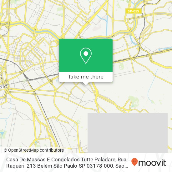 Mapa Casa De Massas E Congelados Tutte Paladare, Rua Itaqueri, 213 Belém São Paulo-SP 03178-000