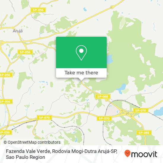 Mapa Fazenda Vale Verde, Rodovia Mogi-Dutra Arujá-SP