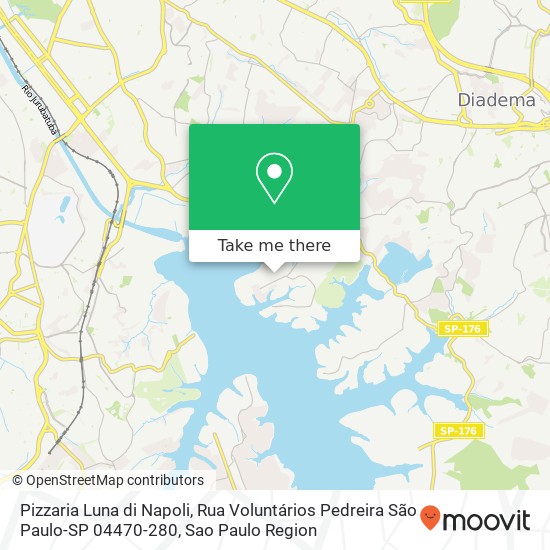 Mapa Pizzaria Luna di Napoli, Rua Voluntários Pedreira São Paulo-SP 04470-280