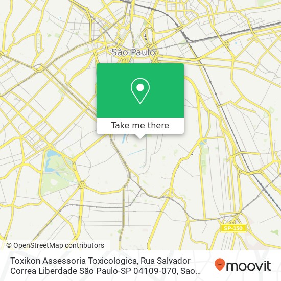 Mapa Toxikon Assessoria Toxicologica, Rua Salvador Correa Liberdade São Paulo-SP 04109-070