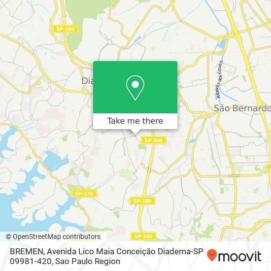 Mapa BREMEN, Avenida Lico Maia Conceição Diadema-SP 09981-420