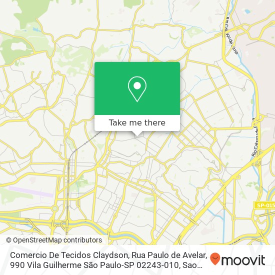 Mapa Comercio De Tecidos Claydson, Rua Paulo de Avelar, 990 Vila Guilherme São Paulo-SP 02243-010