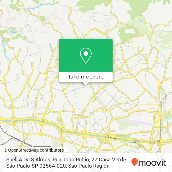 Mapa Sueli A Da S Almas, Rua João Rúbio, 27 Casa Verde São Paulo-SP 02564-020