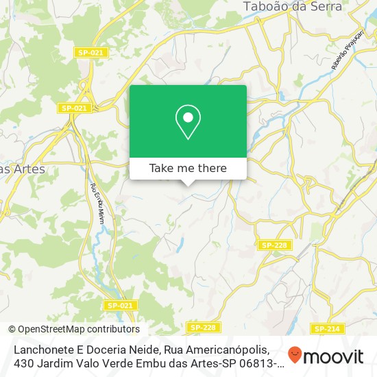 Mapa Lanchonete E Doceria Neide, Rua Americanópolis, 430 Jardim Valo Verde Embu das Artes-SP 06813-130