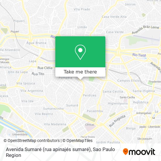 Mapa Avenida Sumaré (rua apinajés sumaré)