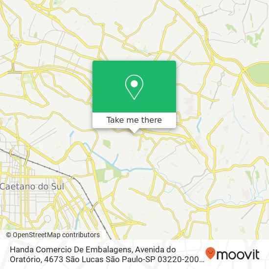 Mapa Handa Comercio De Embalagens, Avenida do Oratório, 4673 São Lucas São Paulo-SP 03220-200