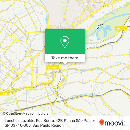 Mapa Lanches Luzalite, Rua Bueru, 42B Penha São Paulo-SP 03710-000