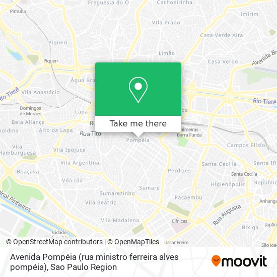 Mapa Avenida Pompéia (rua ministro ferreira alves pompéia)