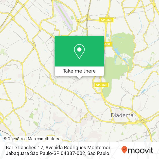 Mapa Bar e Lanches 17, Avenida Rodrigues Montemor Jabaquara São Paulo-SP 04387-002