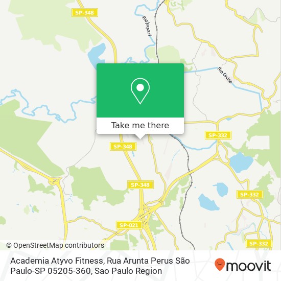 Mapa Academia Atyvo Fitness, Rua Arunta Perus São Paulo-SP 05205-360