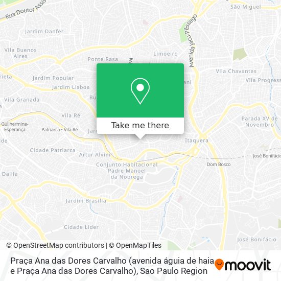 Mapa Praça Ana das Dores Carvalho (avenida águia de haia e Praça Ana das Dores Carvalho)