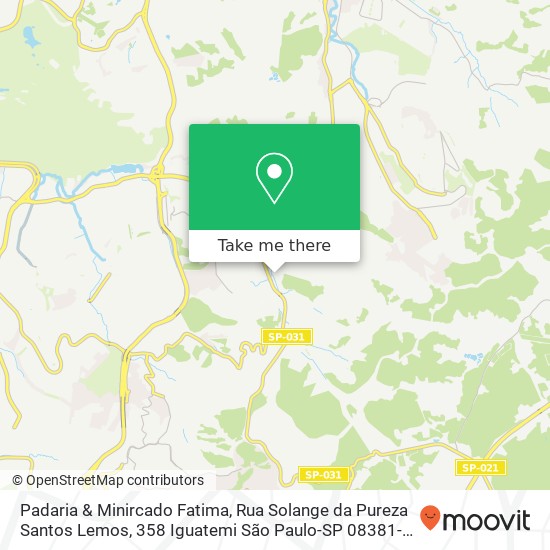 Mapa Padaria & Minircado Fatima, Rua Solange da Pureza Santos Lemos, 358 Iguatemi São Paulo-SP 08381-780
