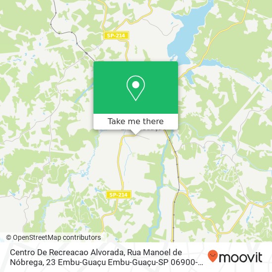 Mapa Centro De Recreacao Alvorada, Rua Manoel de Nóbrega, 23 Embu-Guaçu Embu-Guaçu-SP 06900-000