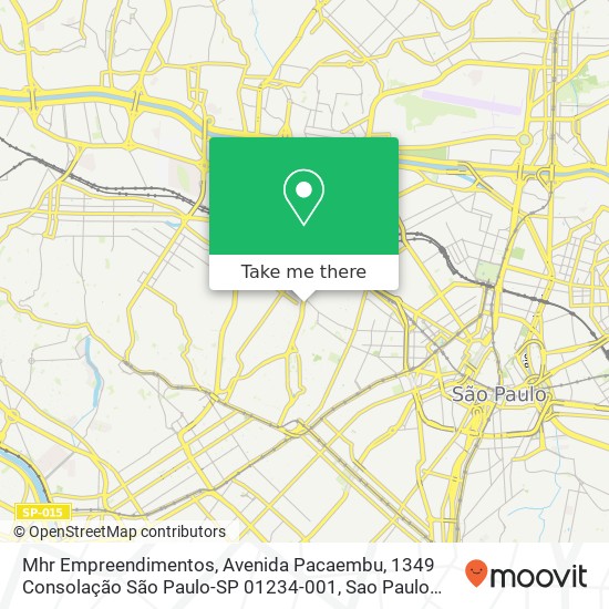 Mapa Mhr Empreendimentos, Avenida Pacaembu, 1349 Consolação São Paulo-SP 01234-001