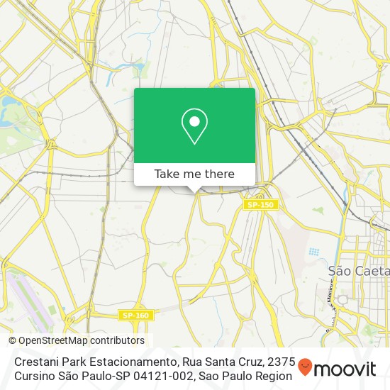 Mapa Crestani Park Estacionamento, Rua Santa Cruz, 2375 Cursino São Paulo-SP 04121-002