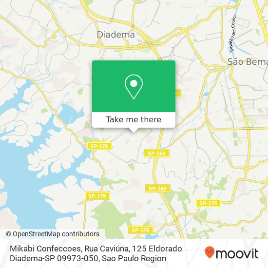 Mapa Mikabi Confeccoes, Rua Caviúna, 125 Eldorado Diadema-SP 09973-050