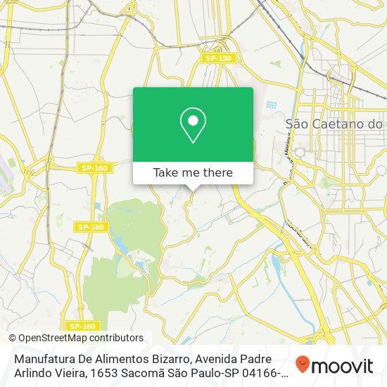 Mapa Manufatura De Alimentos Bizarro, Avenida Padre Arlindo Vieira, 1653 Sacomã São Paulo-SP 04166-000