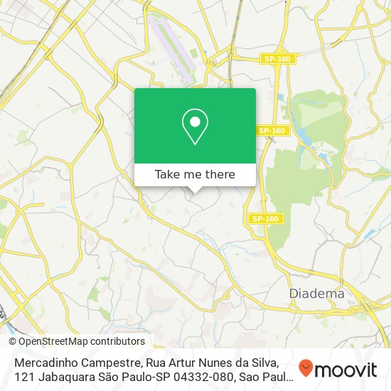 Mapa Mercadinho Campestre, Rua Artur Nunes da Silva, 121 Jabaquara São Paulo-SP 04332-080
