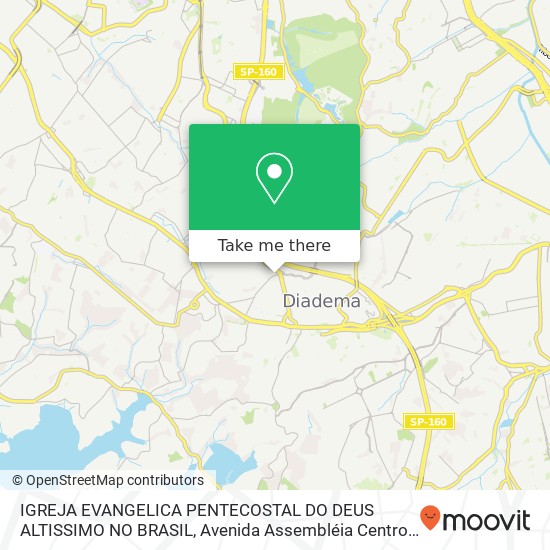 Mapa IGREJA EVANGELICA PENTECOSTAL DO DEUS ALTISSIMO NO BRASIL, Avenida Assembléia Centro Diadema-SP 09913-130