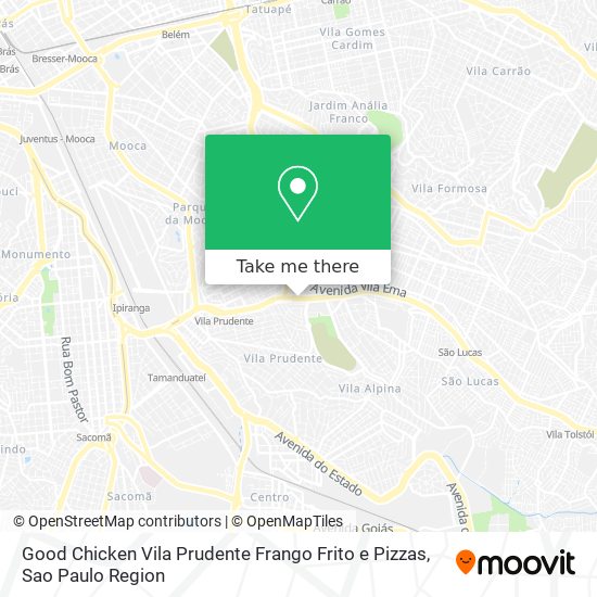 Mapa Good Chicken Vila Prudente Frango Frito e Pizzas