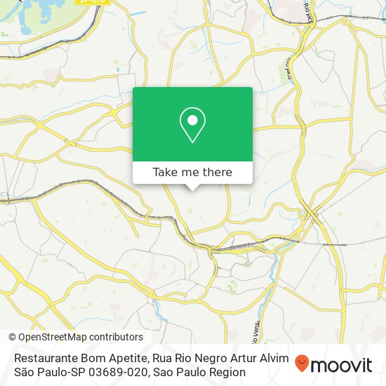 Mapa Restaurante Bom Apetite, Rua Rio Negro Artur Alvim São Paulo-SP 03689-020