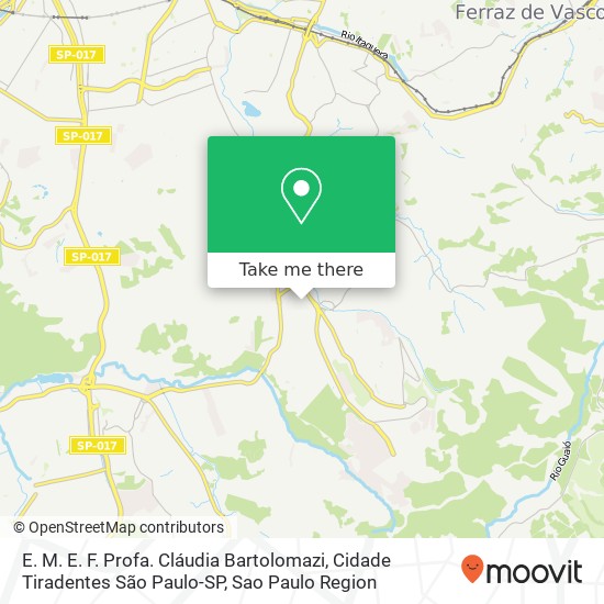 E. M. E. F. Profa. Cláudia Bartolomazi, Cidade Tiradentes São Paulo-SP map