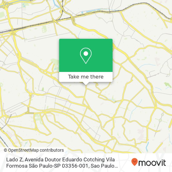 Mapa Lado Z, Avenida Doutor Eduardo Cotching Vila Formosa São Paulo-SP 03356-001