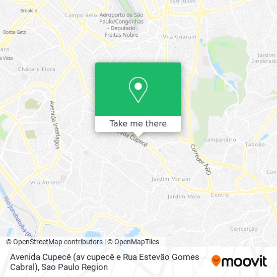 Avenida Cupecê (av cupecê e Rua Estevão Gomes Cabral) map