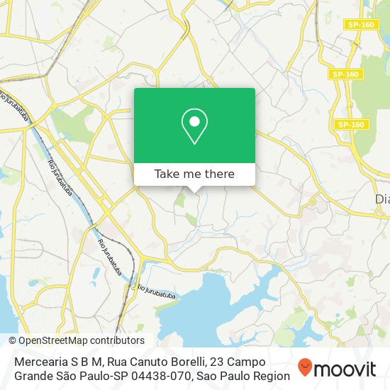 Mapa Mercearia S B M, Rua Canuto Borelli, 23 Campo Grande São Paulo-SP 04438-070