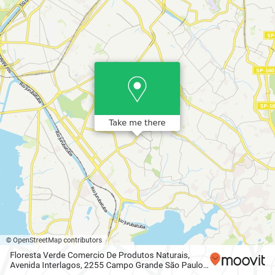 Mapa Floresta Verde Comercio De Produtos Naturais, Avenida Interlagos, 2255 Campo Grande São Paulo-SP 04661-100