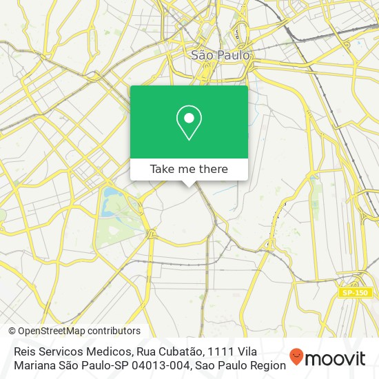 Mapa Reis Servicos Medicos, Rua Cubatão, 1111 Vila Mariana São Paulo-SP 04013-004