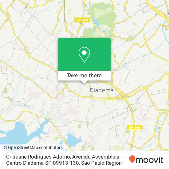 Mapa Cristiane Rodrigues Adorno, Avenida Assembléia Centro Diadema-SP 09913-130