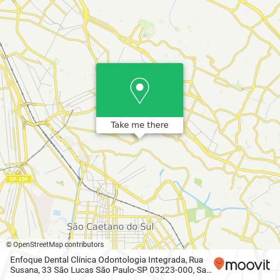 Mapa Enfoque Dental Clínica Odontologia Integrada, Rua Susana, 33 São Lucas São Paulo-SP 03223-000