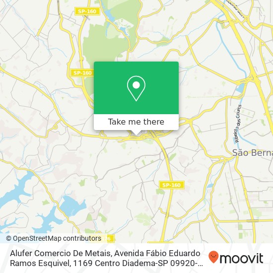 Mapa Alufer Comercio De Metais, Avenida Fábio Eduardo Ramos Esquivel, 1169 Centro Diadema-SP 09920-579