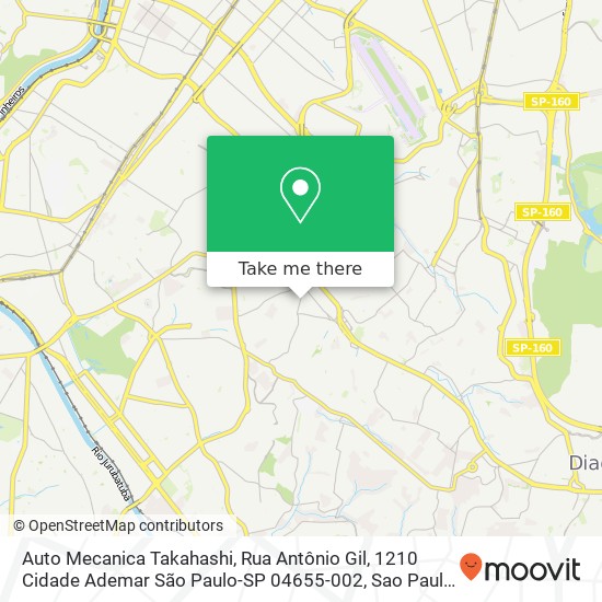 Mapa Auto Mecanica Takahashi, Rua Antônio Gil, 1210 Cidade Ademar São Paulo-SP 04655-002