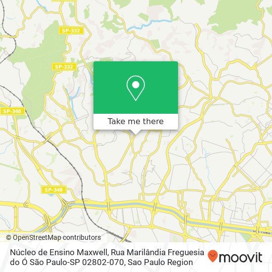 Mapa Núcleo de Ensino Maxwell, Rua Marilândia Freguesia do Ó São Paulo-SP 02802-070