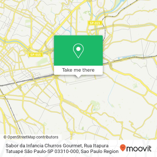Mapa Sabor da Infancia Churros Gourmet, Rua Itapura Tatuapé São Paulo-SP 03310-000
