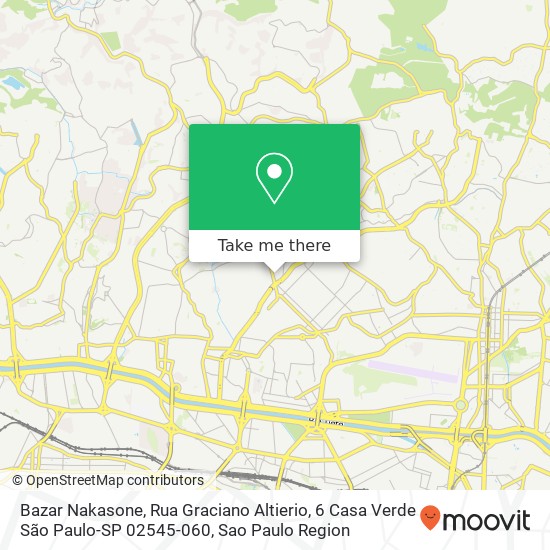 Mapa Bazar Nakasone, Rua Graciano Altierio, 6 Casa Verde São Paulo-SP 02545-060