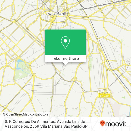 Mapa S. F. Comercio De Alimentos, Avenida Lins de Vasconcelos, 2569 Vila Mariana São Paulo-SP 04112-001