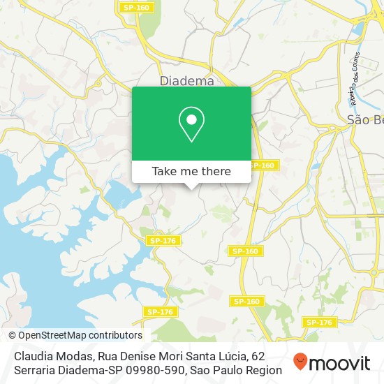 Mapa Claudia Modas, Rua Denise Mori Santa Lúcia, 62 Serraria Diadema-SP 09980-590