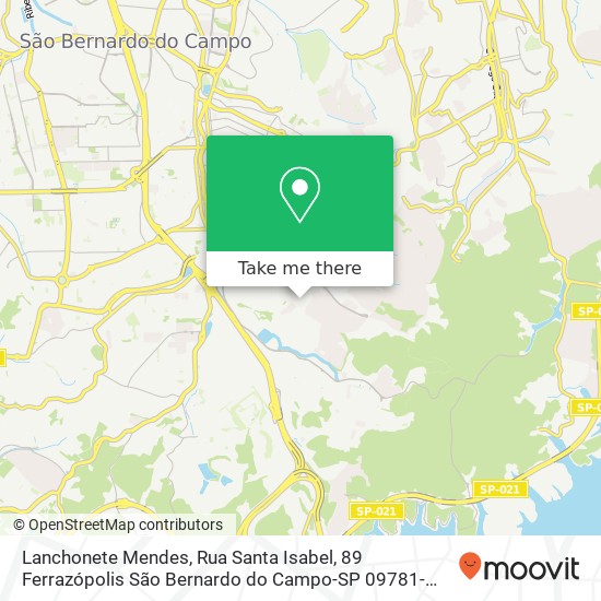 Mapa Lanchonete Mendes, Rua Santa Isabel, 89 Ferrazópolis São Bernardo do Campo-SP 09781-630