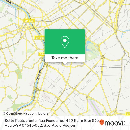 Mapa Sette Restaurante, Rua Fiandeiras, 429 Itaim Bibi São Paulo-SP 04545-002